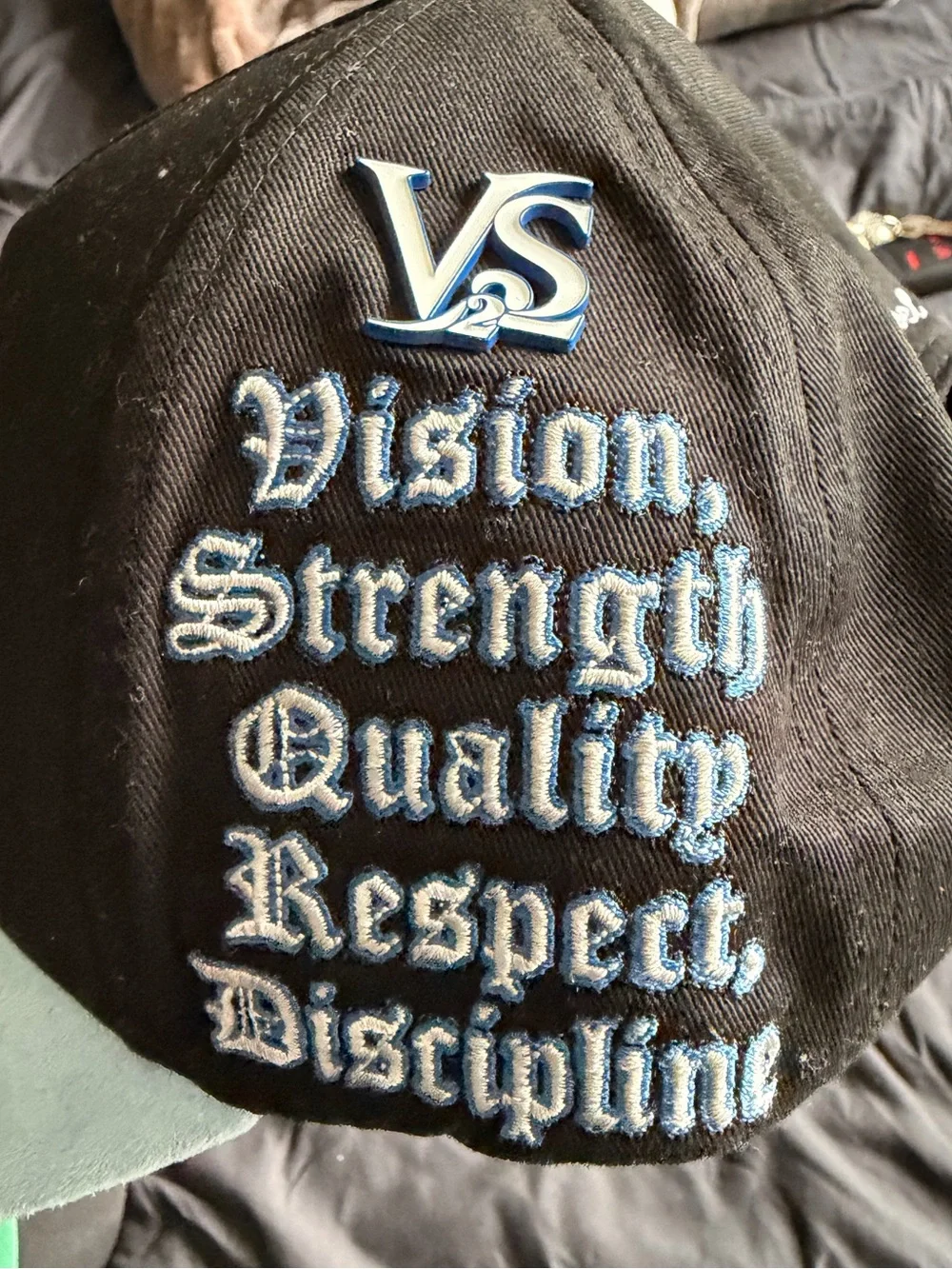 Black and Light Blue V-SQRD Embroidered Baseball Cap